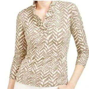 J.McLaughlin Durham Ruffle Top Animal Print Catalina Cloth Size Small